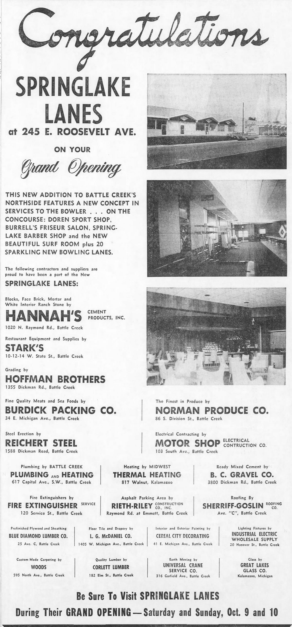 Springlake Lanes - Oct 1965 Opening (newer photo)